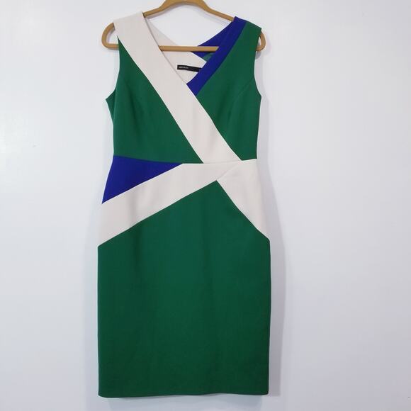 Karen Millen Color Block Sheath Dress New with FLAWS Stains - Picture 2 of 16